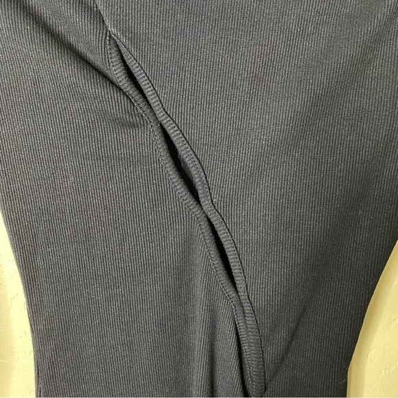 Pretty Little Thing Black Ribbed Knit Slit Midi Dress Size 2 - Picture 10 of 12